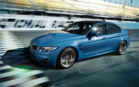 2015 BMW M3 세단의 F80 파란 차 HD 배경 화면