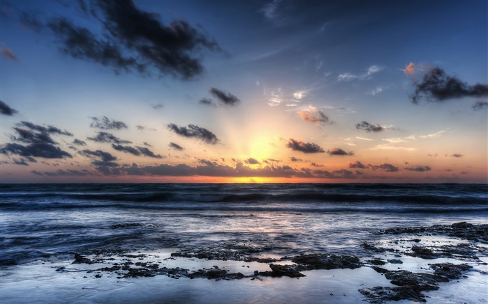 아쿠 말 해변, 멕시코, 일출, 해안 배경 화면 그림