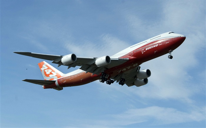 하늘에서 보잉 747 비행기 비행 배경 화면 그림