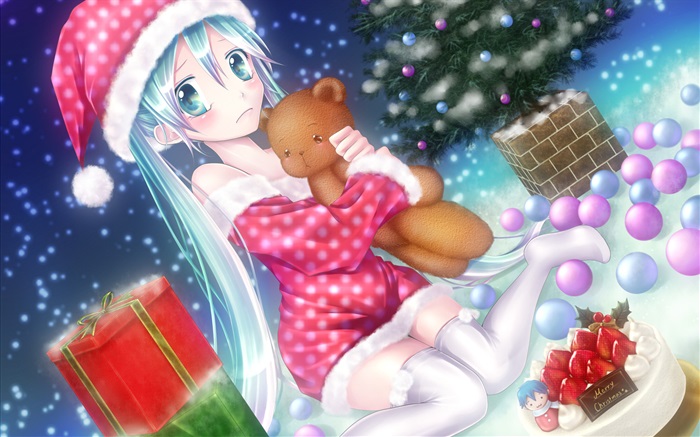 크리스마스 애니메이션 소녀 배경 화면 그림