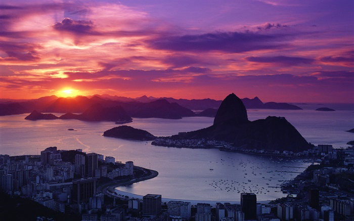 시 일몰, 해안, 리오, 브라질 배경 화면 그림