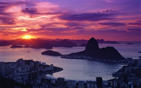 시 일몰, 해안, 리오, 브라질 HD 배경 화면