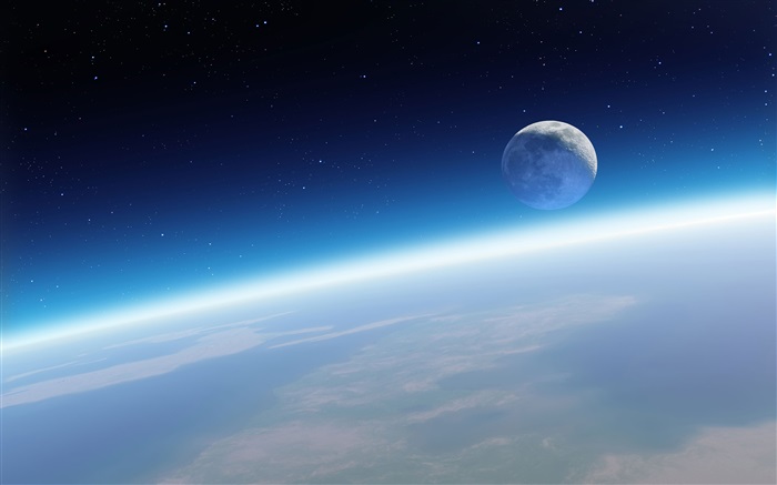 지구와 달, 아름다운 공간 배경 화면 그림