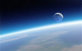 지구와 달, 아름다운 공간 HD 배경 화면