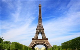 에펠 탑, 파리, 프랑스, 푸른 하늘 HD 배경 화면