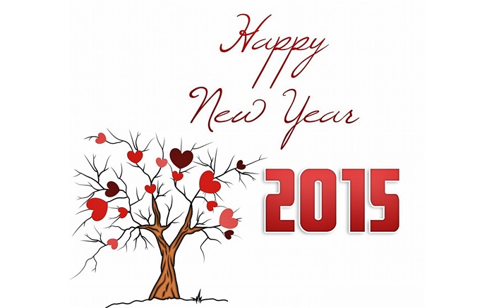 새해 복 많이 받으세요 2015 년 사랑의 마음 트리 배경 화면 그림