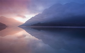 호수, 산, 무, 물 반사 HD 배경 화면