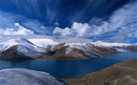 강, 산, 푸른 하늘, 중국 HD 배경 화면