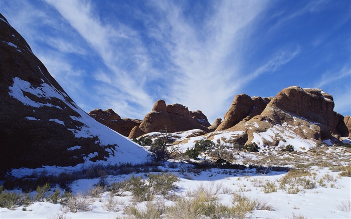 눈 덮인 산, 겨울, 미국의 풍경 배경 화면 그림
