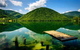 여름, 녹색, 호수, 산 HD 배경 화면