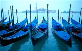 베네치아, 보트, 흐린 날 HD 배경 화면