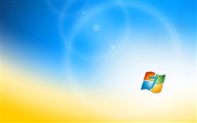 윈도우 7 로고, 블루 오렌지 배경 HD 배경 화면