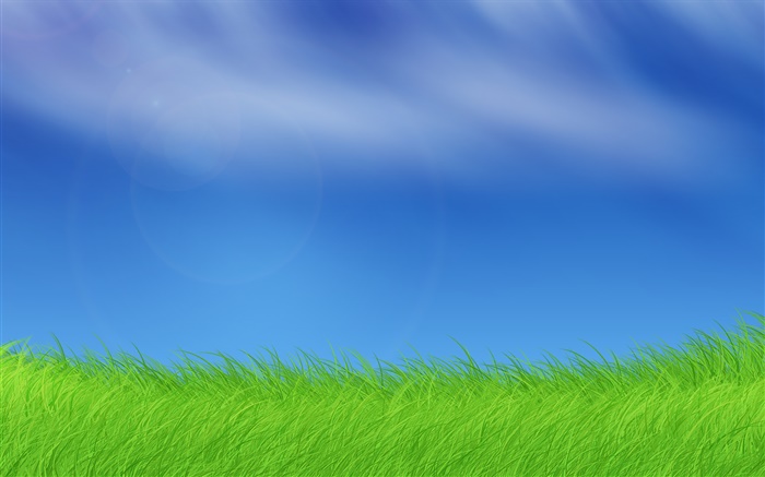 윈도우 사진, 잔디, 푸른 하늘 배경 화면 그림