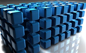 3D 블루 큐브, 바닥 반사