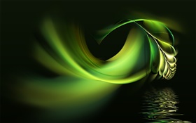 추상적 인 디자인, 녹색 잎, 물 HD 배경 화면