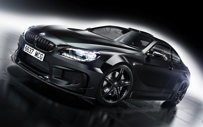 BMW M6 검은 자동차 전면보기 배경 화면 그림
