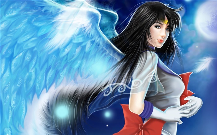 아름다운 애니메이션 천사 소녀 배경 화면 그림