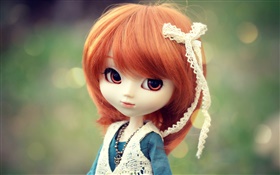 아름 다운 빨간 머리 장난감 소녀, 인형 HD 배경 화면