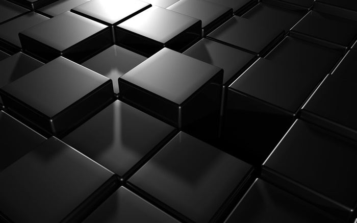 블랙 컬러 3D 큐브 배경 화면 그림