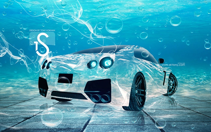 물 자동차, 창조적 인 디자인 배경 화면 그림