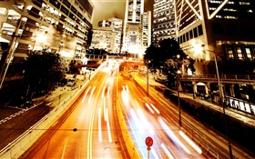 도시 도로, 밤, AmbiLight와 HD 배경 화면