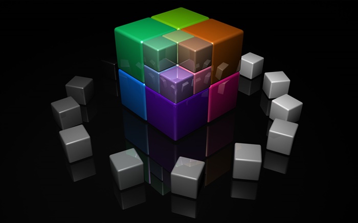 화려한 3D 큐브 배경 화면 그림