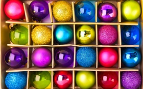 다채로운 축제 공, 크리스마스 HD 배경 화면