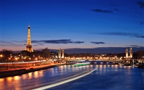 프랑스어, 파리, 도시의 밤, 조명, 아름다운 풍경 HD 배경 화면