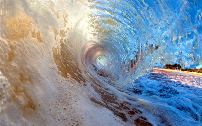 하와이, 파도, 물 터널 배경 화면 그림