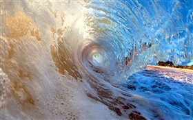 하와이, 파도, 물 터널 HD 배경 화면