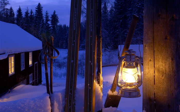 불이 랜턴, 문 기둥, 스웨덴, 밤 배경 화면 그림
