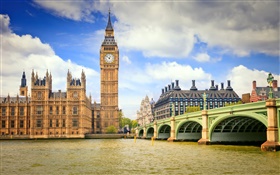 런던, 영국, 도시, 다리, 강, 빅 벤 HD 배경 화면