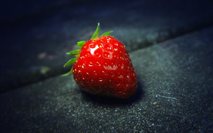 하나의 신선한 빨간 딸기 매크로 배경 화면 그림