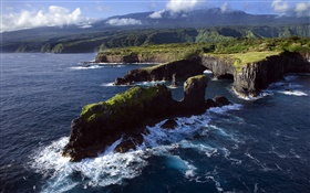 바위 해안, 태평양, 마우이, 하와이 HD 배경 화면
