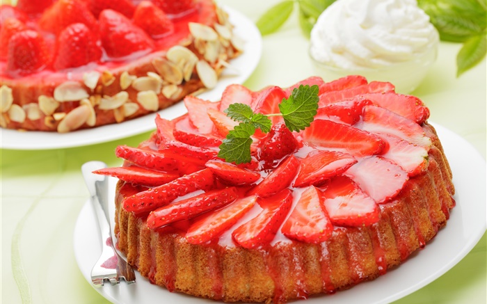 딸기 조각 케이크 배경 화면 그림