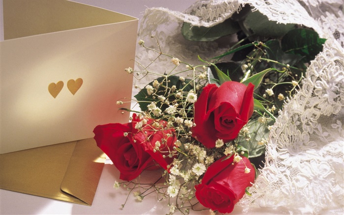 발렌타인 데이 꽃, 빨간 장미 배경 화면 그림