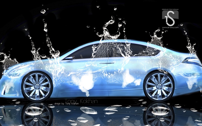 워터 스플래쉬 자동차, 창조적 인 디자인, 닛산 배경 화면 그림