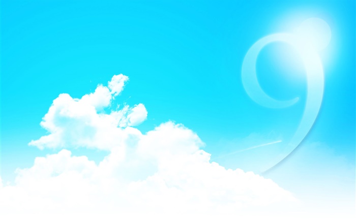 윈도우 9 로고, 구름, 하늘 배경 화면 그림
