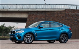 2015 BMW X6M ZA-사양 F16 블루 SUV 자동차 HD 배경 화면