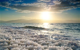 죽은 바다, 소금, 일몰 HD 배경 화면