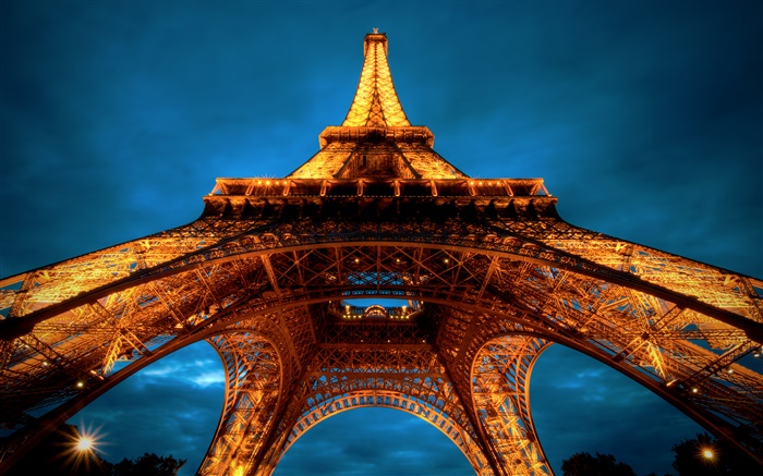 에펠 탑, 밤, 파리 배경 화면 그림