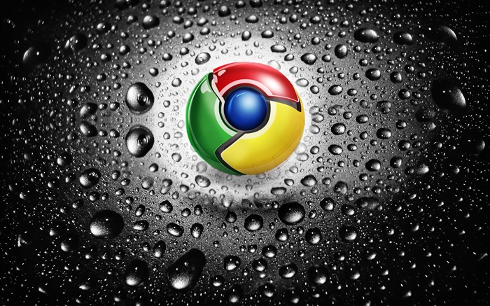 구글 크롬 로고, 물 방울 배경 화면 그림