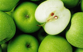녹색 사과, 과일 확대 HD 배경 화면