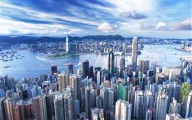 홍콩, 도시, 초고층 빌딩, 대도시
