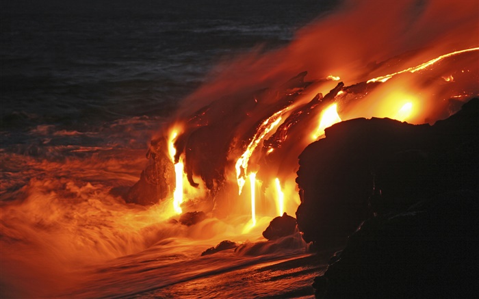 킬라 우에 아 용암 흐름, 하와이 배경 화면 그림