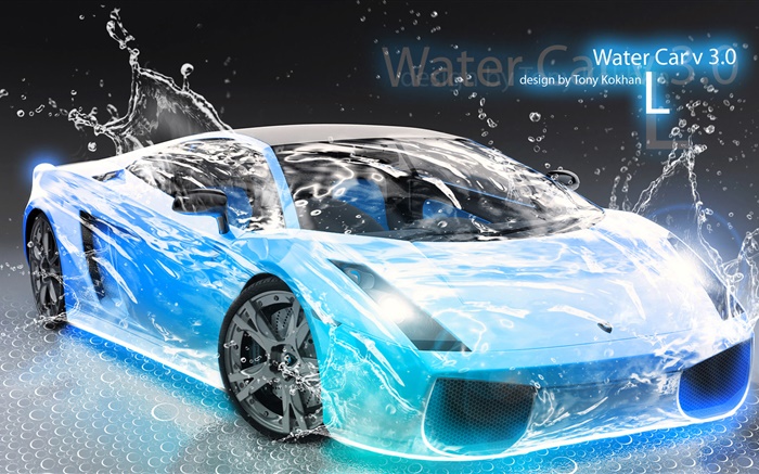 워터 스플래쉬 자동차, 람보르기니, 창조적 인 디자인 배경 화면 그림