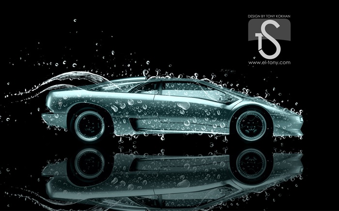 워터 스플래쉬 자동차, 방울, 창조적 인 디자인 배경 화면 그림