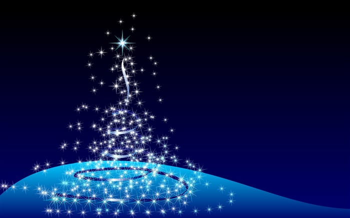 크리스마스 디자인, 추상 트리, 별, 파란색 배경 배경 화면 그림
