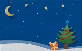 크리스마스 사진을 테마로, 창조적 인 디자인, 트리, 선물, 별, 달 HD 배경 화면