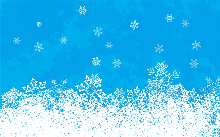 크리스마스 테마 사진, 눈송이, 파란색 배경 배경 화면 그림